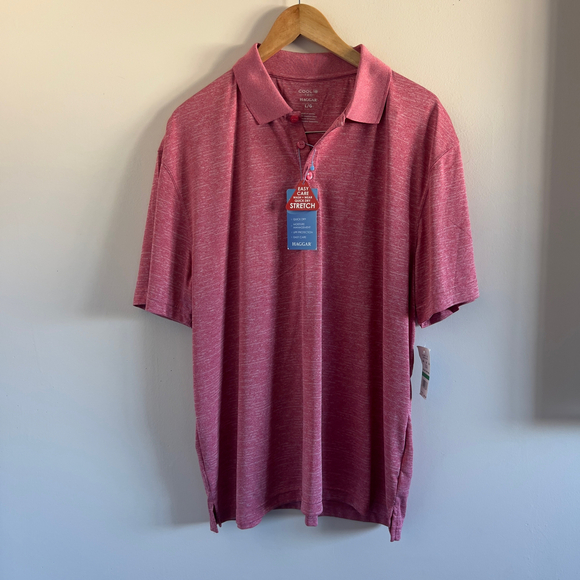 Haggar Cool 18 Tec | Pink Short Sleeve Polo Shirt - Picture 3 of 6